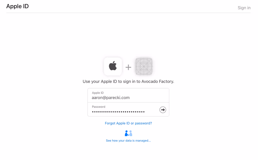 Apple Sign In screen