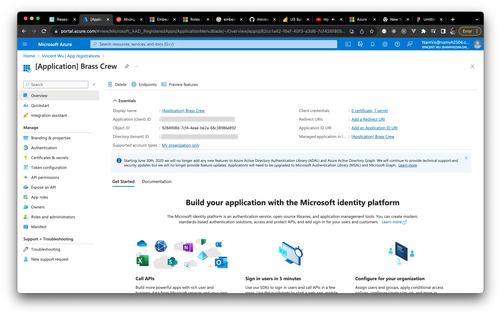 Create Azure AD Application