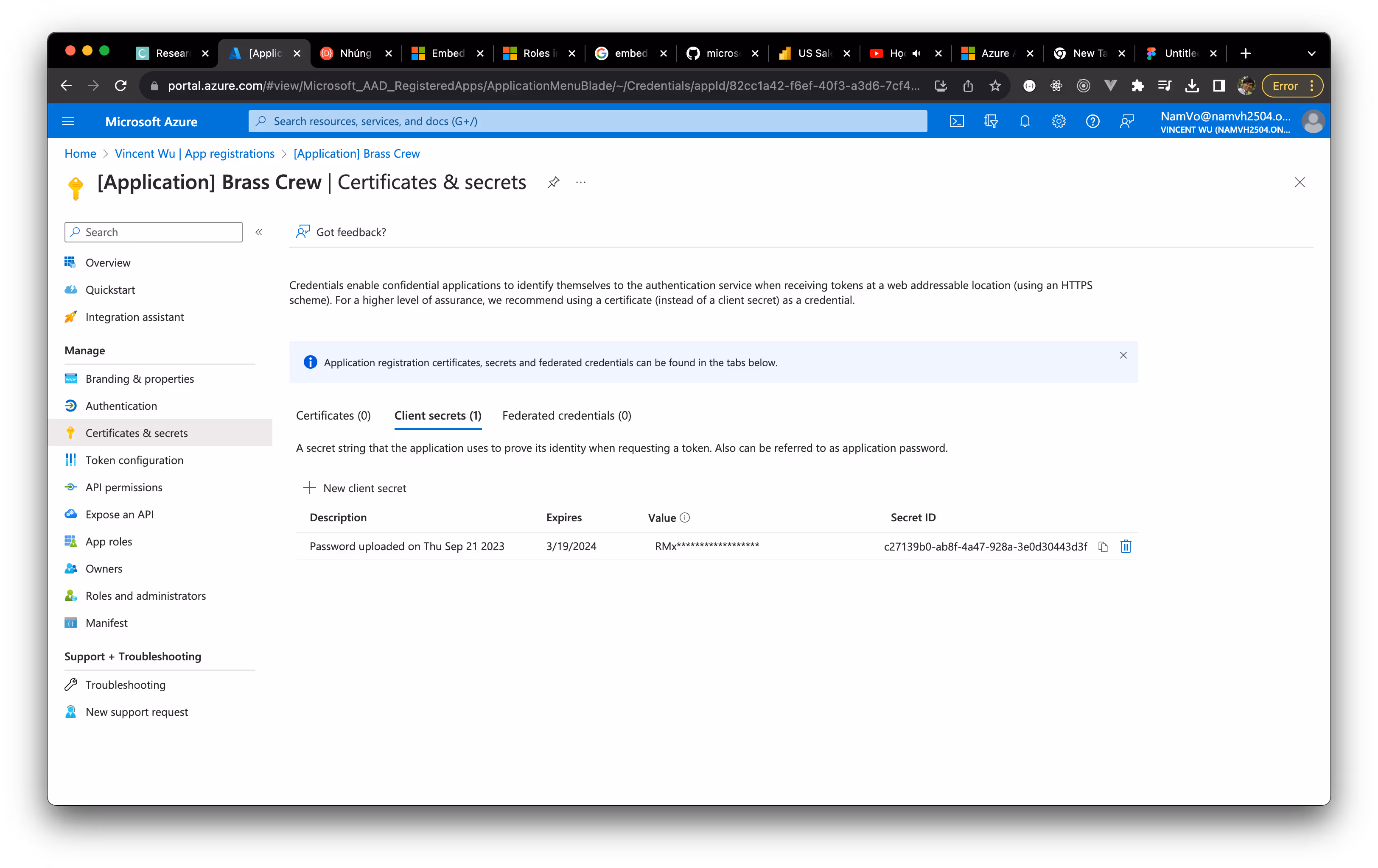Create Client secret