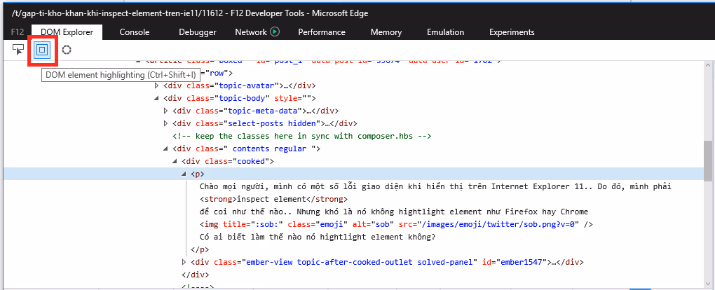 Microsoft IE11/Edge Inspect Element