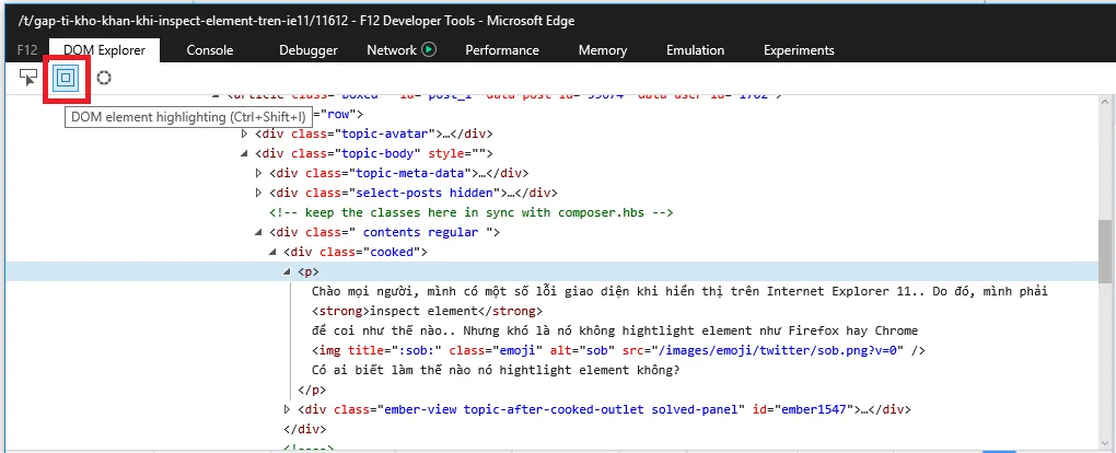 Microsoft IE11/Edge Inspect Element