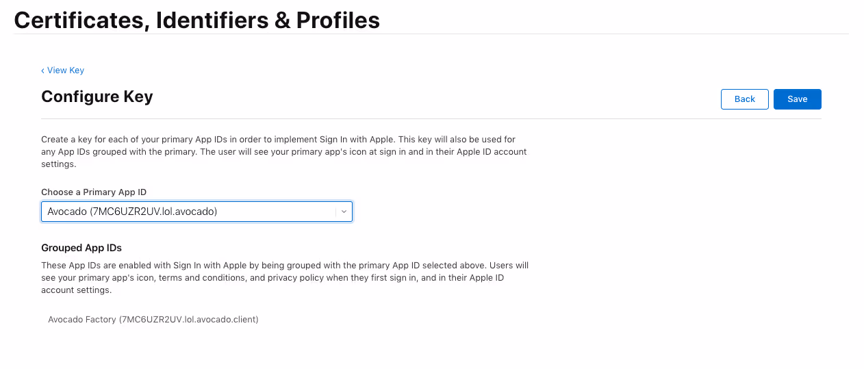 Select App ID
