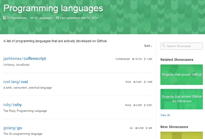 Showcase Programming Languages
