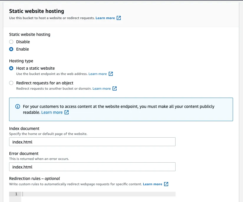 AWS S3 - Static website hosting