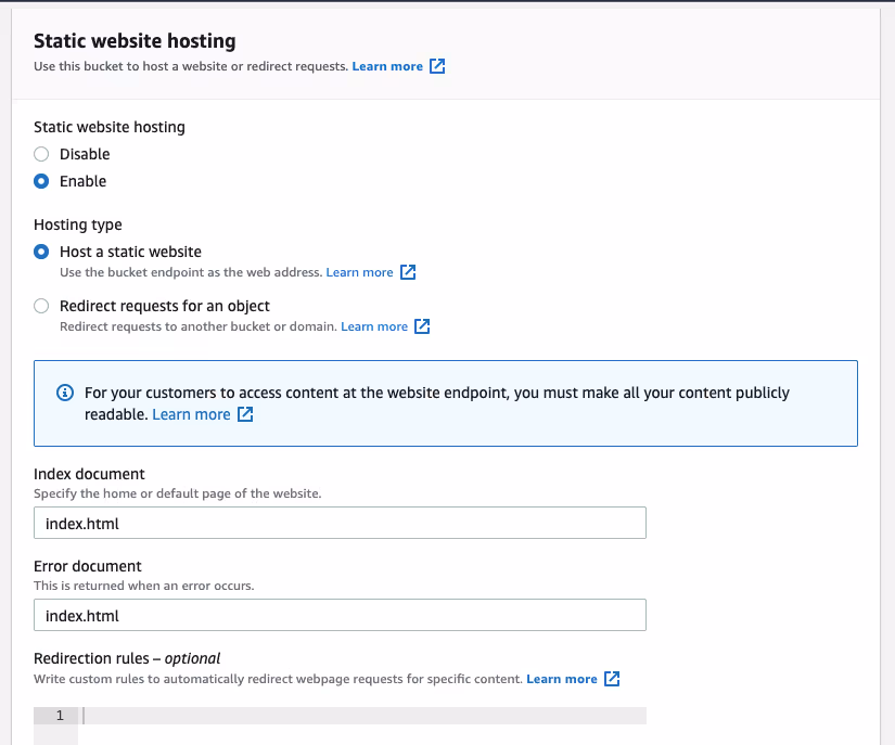 AWS S3 - Static website hosting